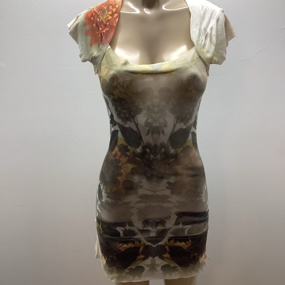 Alchemic Size Small Long Shirt/Mini Dress with Floral Sublimation Print. - Picture 2 of 7